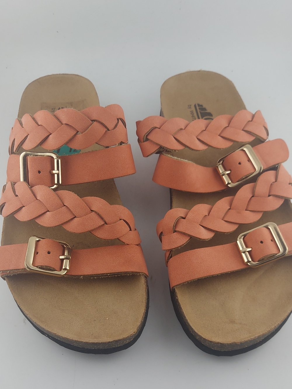 Cliffs By White Mountain ,Women's Braided Triple-Strap Slide Sandals - Coral